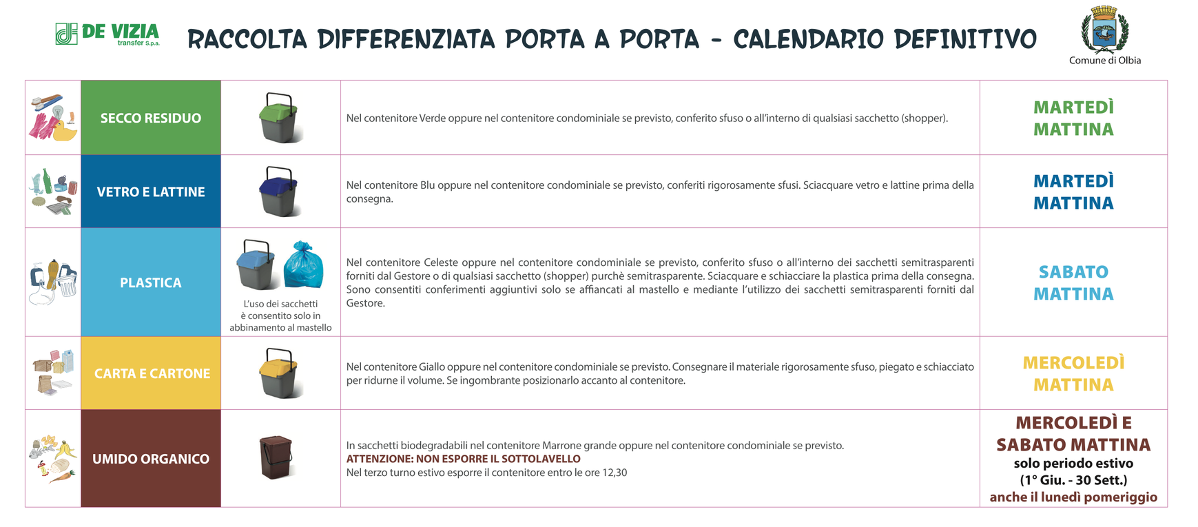 Calendario Raccolta Differenziata